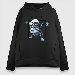 Толстовка оверсайз женская Crazy frog, цвет: черный