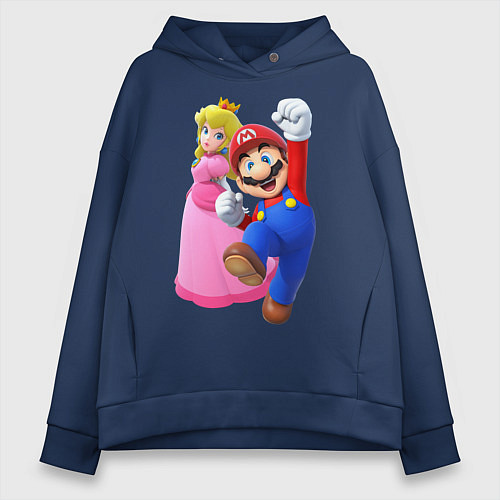 Женское худи оверсайз Mario Princess / Тёмно-синий – фото 1