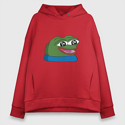 Толстовка оверсайз женская Pepe happy Пепе хеппи, цвет: красный