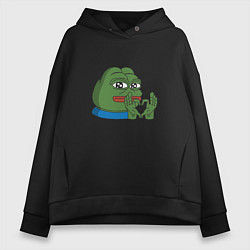 Толстовка оверсайз женская Pepe love пепе лов, цвет: черный