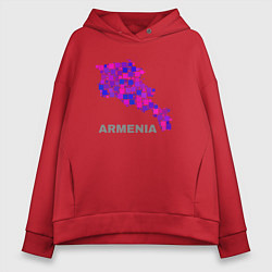 Толстовка оверсайз женская Армения Armenia, цвет: красный