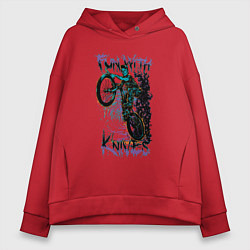 Толстовка оверсайз женская Man riding bicycle, цвет: красный