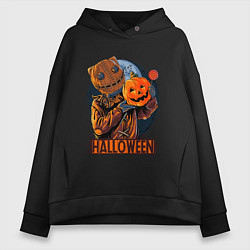 Толстовка оверсайз женская Halloween Scarecrow, цвет: черный