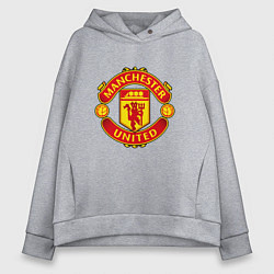 Толстовка оверсайз женская Манчестер Юнайтед логотип, цвет: меланж
