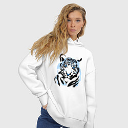 Толстовка оверсайз женская Line Blue Tiger, цвет: белый — фото 2