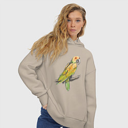Толстовка оверсайз женская Любимый попугай, цвет: миндальный — фото 2