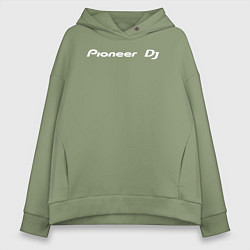Толстовка оверсайз женская Pioneer DJ - Logo White, цвет: авокадо