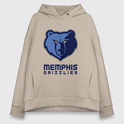 Толстовка оверсайз женская Мемфис Гриззлис, Memphis Grizzlies, цвет: миндальный