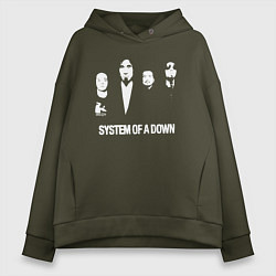 Толстовка оверсайз женская Состав группы System of a Down, цвет: хаки