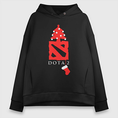 Женское худи оверсайз Dota 2- Новый год / Черный – фото 1