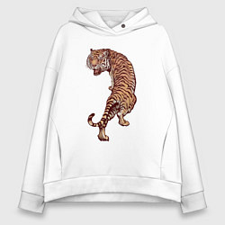 Толстовка оверсайз женская Год тигра Во всей красе, цвет: белый