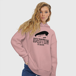 Толстовка оверсайз женская Дирижабль Led Zeppelin с лого участников, цвет: пыльно-розовый — фото 2