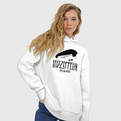 Толстовка оверсайз женская Дирижабль Led Zeppelin с лого участников, цвет: белый — фото 2