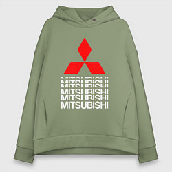 Толстовка оверсайз женская MITSUBISHI МИЦУБИСИ МИТСУБИСИ МИЦУБИШИ LOGO STYLE, цвет: авокадо