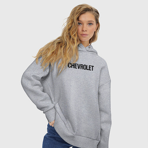 Женское худи оверсайз Chevrolet Лого Эмблема спина / Меланж – фото 3