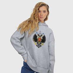 Толстовка оверсайз женская Черный орел Российской империи, цвет: меланж — фото 2