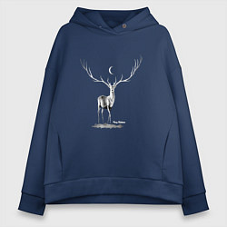 Толстовка оверсайз женская Ночной олень, цвет: тёмно-синий