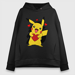Женское худи оверсайз ПИКАЧУ И СЕРДЕЧКО POKENON PIKACHU LOVE