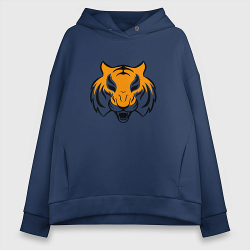 Женское худи оверсайз Тигр логотип / Тёмно-синий – фото 1
