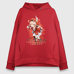 Толстовка оверсайз женская Кли Klee Genshin Impact, цвет: красный