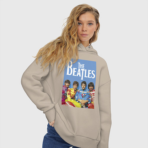 Женское худи оверсайз The Beatles - world legend! / Миндальный – фото 3