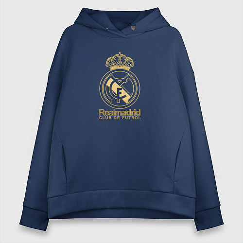 Женское худи оверсайз Real Madrid gold logo / Тёмно-синий – фото 1