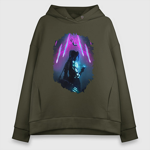 Женское худи оверсайз ДЖИНКС, ЛИГА ЛЕГЕНД ARCANE JINX / Хаки – фото 1