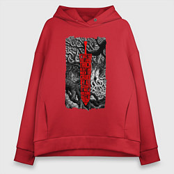 Толстовка оверсайз женская BERSERK SWORD БЕРСЕРК МЕЧ, цвет: красный