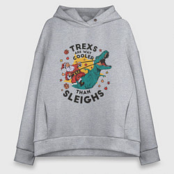 Толстовка оверсайз женская T-Rex Christmas, цвет: меланж