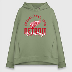 Толстовка оверсайз женская Detroit Red Wings Детройт Ред Вингз, цвет: авокадо
