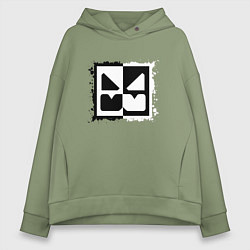 Толстовка оверсайз женская GEOMETRY DASH BLACK WHITE, цвет: авокадо