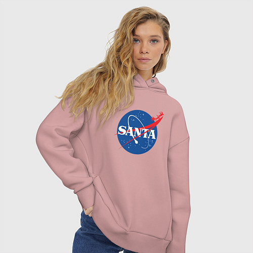 Женское худи оверсайз S A N T A NASA / Пыльно-розовый – фото 3