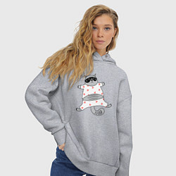 Толстовка оверсайз женская Кот в пижаме, цвет: меланж — фото 2