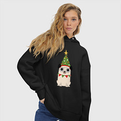 Толстовка оверсайз женская Пёса-ёлка, цвет: черный — фото 2