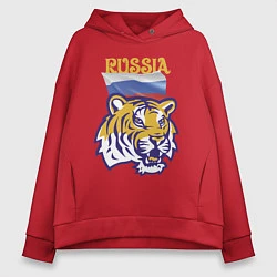 Толстовка оверсайз женская Russian tiger, цвет: красный