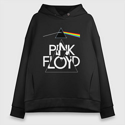 Толстовка оверсайз женская PINK FLOYD LOGO ПИНК ФЛОЙД, цвет: черный