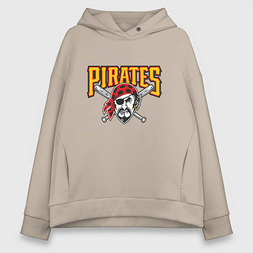 Женское худи оверсайз Pittsburgh Pirates - baseball team / Миндальный – фото 1