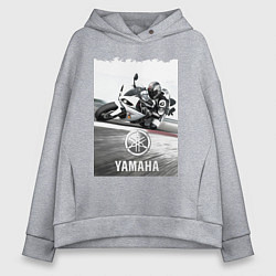 Толстовка оверсайз женская YAMAHA на вираже, цвет: меланж