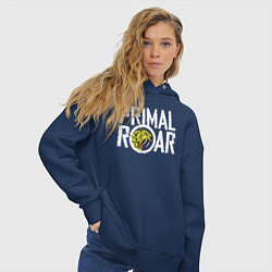 Толстовка оверсайз женская PRIMAL ROAR logo, цвет: тёмно-синий — фото 2