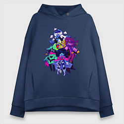 Толстовка оверсайз женская DELTARUNE РУНА ДЕЛЬТА ГЕРОИ, цвет: тёмно-синий