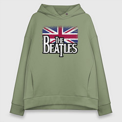 Толстовка оверсайз женская The Beatles Great Britain Битлз, цвет: авокадо