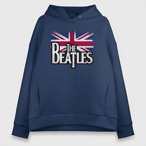 Женское худи оверсайз The Beatles Great Britain Битлз / Тёмно-синий – фото 1