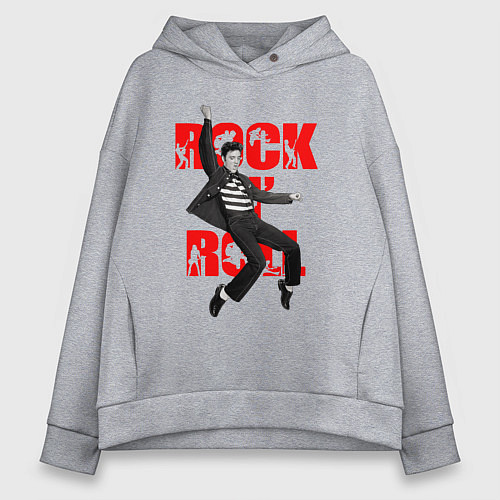 Женское худи оверсайз Rokc n roll king / Меланж – фото 1