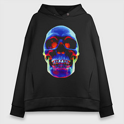 Толстовка оверсайз женская Cool neon skull, цвет: черный