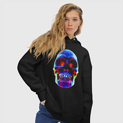Толстовка оверсайз женская Cool neon skull, цвет: черный — фото 2