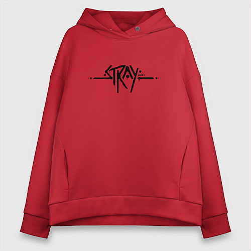Женское худи оверсайз Stray Logo спина / Красный – фото 1