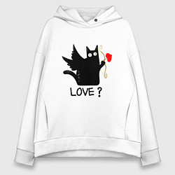 Женское худи оверсайз LOVE CAT WHAT cat