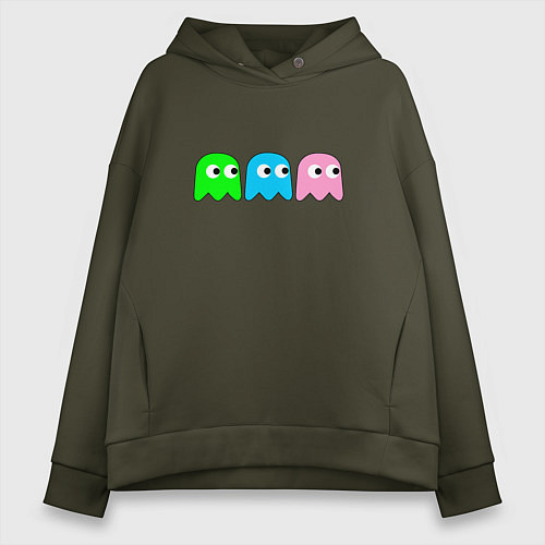 Женское худи оверсайз Pac man - play Для двоих / Хаки – фото 1