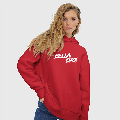 Женское худи оверсайз БУМАЖНЫЙ ДОМ, BELLA CIAO! / Красный – фото 3