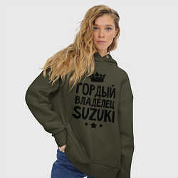 Толстовка оверсайз женская Гордый владелец Suzuki, цвет: хаки — фото 2